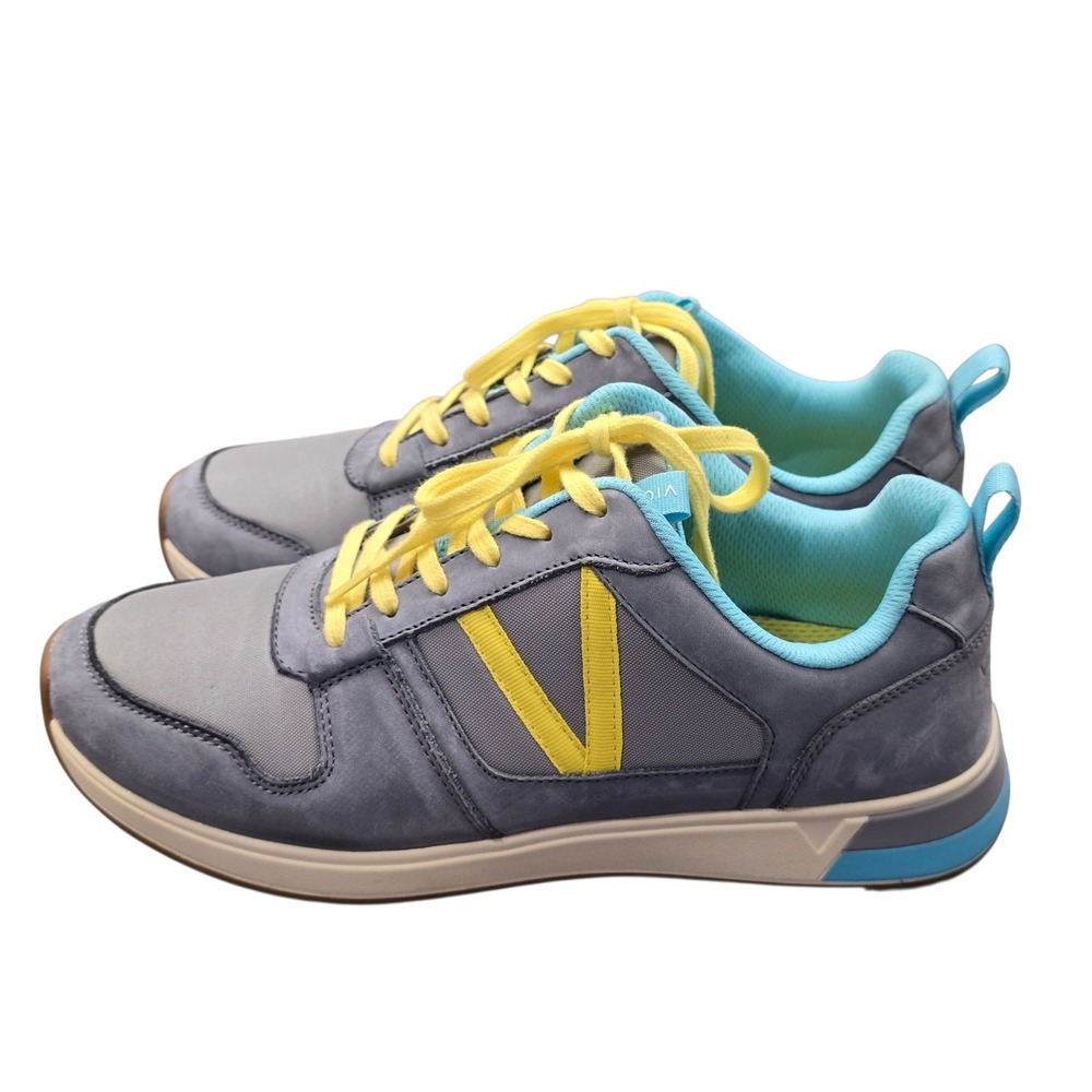 Vionic Rechelle Nylon Retro Runner Sneakers Gray Yellow Blue Gorpcore Women Sz 9